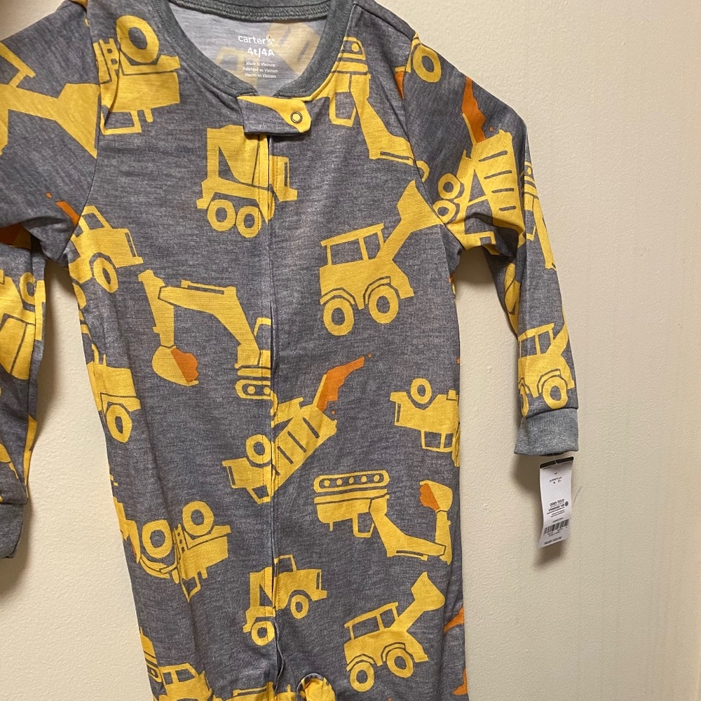 Carters, long-sleeved footie pajamas, size 4T, new with tags.